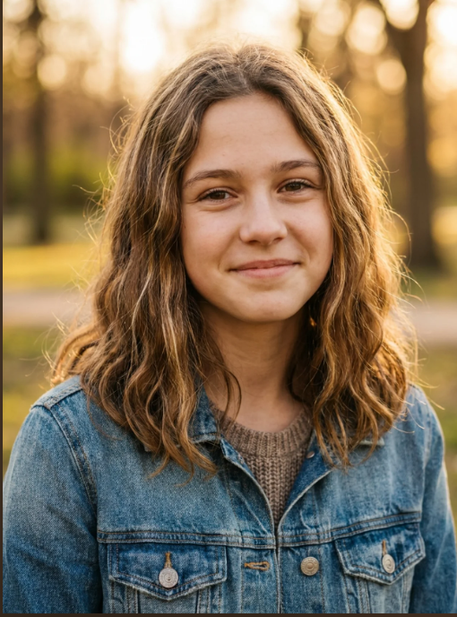 A smiling teenage girl outdoors